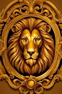 regal lion with a gold-rimmed monocle, inspired by the grand and baroque paintings of Caravaggio, with a rich golden and brown palette.