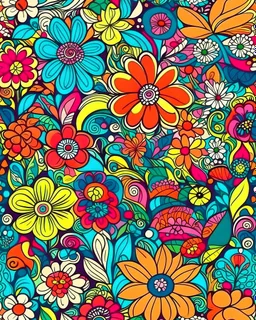 colorful patterns with flowers and space for text, colorful