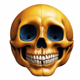 ANATOMICALLY CORRECT digital photograph of the SKULL OF A SMILEY FACE by davinci with fine line,