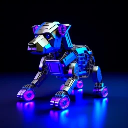 Doctor Who K-9 Robot Dog on wheels, Vaporwave design, metalic, blocky dog.