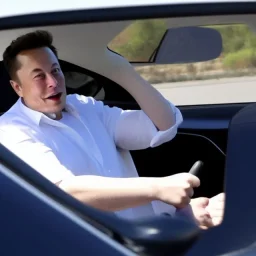 Elon Musk driving a tesla