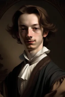 Generate a 17th century portrait of a young rich man of french descent named Olaph