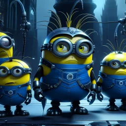 In a big cyber city cross cyber punk minions from despicable minions