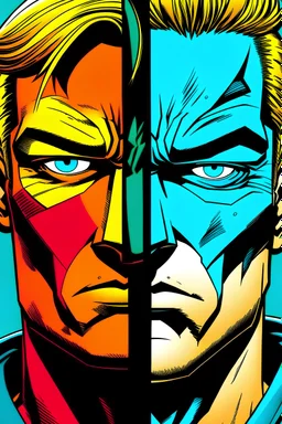 personaggio fumetto diviso a metà