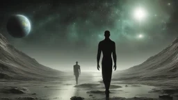 matrix universe, space, planets, god creation walking on the light