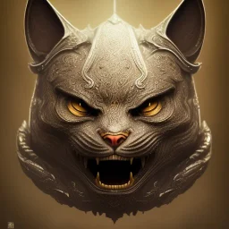 Character design, anthropomorphic cat dressed as a Shaolin, dark, evil, furious, epic, intricate details, finely detailed armor, silver, golden