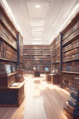 The library is serviced by state-of-the-art computers, book search. Expression. High-quality drawing, 8K