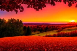 Amazing sunset with epic autumn landscape, ultra hd 4k, photography, hyperrealistic