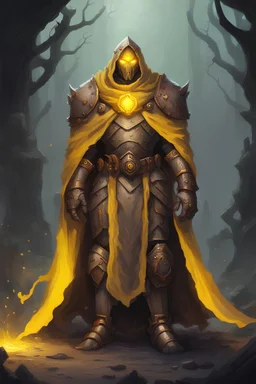 Copper Warforged, druid, glowing yellow eyes, wearing cloak, dungeons and dragons, Mechamaru