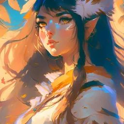 cute anime persian girl, key visual, glamour,sceane from princess mononoke movie, cute anime girl, dynamic pose, anime digital painting by loish + rossdraws + Pino Daeni, brush strokes, painterly, impressionist style, half painted, golden hour, digital art, 4k, full details