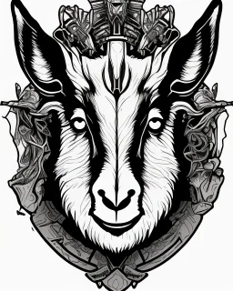 I want a goat head in vector black and white white background