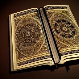 an ancient ornate intricate old time spell book cover, cinematic, realistic, intricate detail, finely detailed, small details, extra detail, photorealistic, high resolution, 3D, path tracing, volumetric lighting, octane render, arnold render, 8k