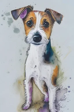 abstract watercolour of a Jack.Russell dog’s head