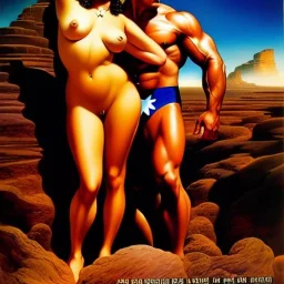 portrait oil on canvas,'And they were both naked, the man and his wife, and were not ashamed',comic book cover, mystical colors,insanely detailed,realistic,intrincate detail, 16k resolution, masterpiece,Simon Bisley,Frank Frazetta,Alex Horley,ARTHUR ADAMS