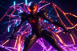 Hot Silk carnage in 8k solo leveling shadow artstyle, spider costum, dynamic pose, oshare kei, hurufiyya, rtx , neon lights, intricate details, highly detailed, high details, detailed portrait, masterpiece,ultra detailed, ultra quality