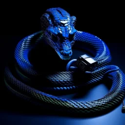 Blue Computer Hacker Snake. NFT Pixel Art