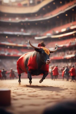 bullfight pornocratic exceptionalism on the brink of chasm, prize winning oil painting,bokeh like f/0.8, tilt-shift lens 8k, high detail, smooth render, down-light, unreal engine