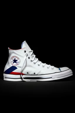 A converse sneaker, covered in the American flag