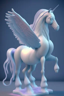 Ghost Pegasus ,soft pastel, high definition, 3d icon clay render, blender 3d