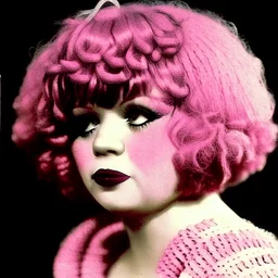 Clara bow, with pink hair and crochet