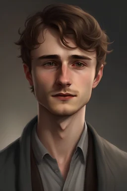 create a twenty-year-old boy based on the image of the French actor Maxence Danet-Fauvel in a realistic style