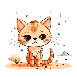 desert rain cartoon cat,illustration,svg,white background