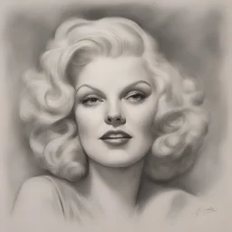 Jean harlow, pencil drawing in colors