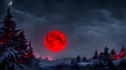 masterpiece, best quality, redmoonreindeer, red theme, glowing eyes, red eyes, red moon, full moon