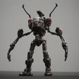 Mecha with metal spider legs his hands are machine guns. Driver is animal