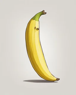 cute drawing of one yellow banana on a white background.