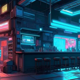 cyberpunk retro futuristic bar for comics