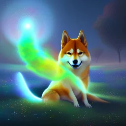 Pleiadean shiba inu with glowing aura