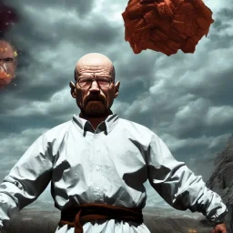 Walter white toddler, full body, angry, Buddha body, dynamic pose, tokio background, dramatic lighting, hyper realistic, unreal engine, 8k, upscale