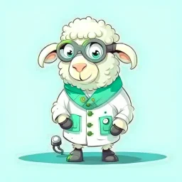 Funny sheep wearing a doctor's suit