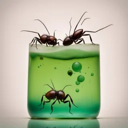 drink of acid with ants swimming inside