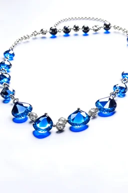 blue sea jewel necklace white background