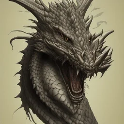 This dragon has no horns. Its neck is short; Its snout is vertically flat, medium width, medium length, flat tipped, and it has an overbite. Its teeth are wide. It has rounded claws, quills, and long scales. Its tail is long and thin. Its breath weapon is force.