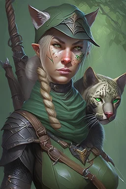 female elf ranger dnd character with panther