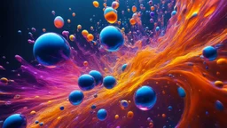 2791. Colourful immiscible liquid globules in weightlessness, mixed, distorted, spectacular, strange globular shapes, scientific, wild, fantasy, futuristic, attractive, beautiful lighting, attractive composition, photorealistic, extremely detailed, chiaroscuro