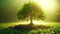 Small tree growing with sunshine in garden. eco concept, Generative AI