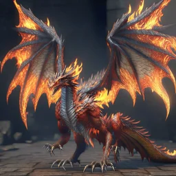 fire dragon, full body, giant wings, unreal engine 5, 8k resolution, photorealistic, ultra detailed