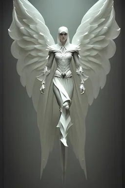 a digital concept from Flatland: The Film (2007) and Georg von Rosen, clear portrait of a Hooded Angel of Forbidden Knowldge with wings made of parchment and paper, wielding a spear and the eye of Odin, angelic style, hyper detail, character concept, full body!! dynamic pose, glowing lights!! intricate, elegant, artstation, concept art, smooth, sharp focus, inllustration