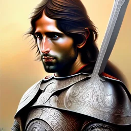 Retrato Épico De King Aragorn a caballo estilo Boris Vallejo 4k