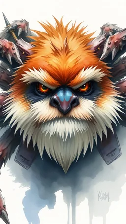 dnd, fantasy, watercolour, humongous strokes, stylistic, portrait, illustration, furry, spider face, personable face