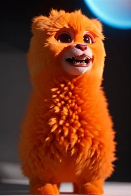 Microscope photography of a crying cute bacteria furry orange character from Planet Mercury , photorealistic, 3D, unreal engine, octane render, intricate details, Studio Professional Photography, Top Light, 35mm lens, on flat white background