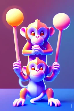 isometric clean art of super cute monkey, soft lighting, soft pastel gradients, high definition, 3d icon clay render, blender 3d