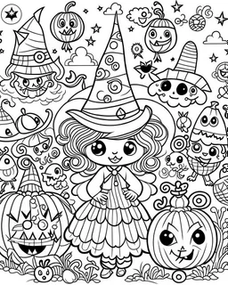 cute Halloween coloring page for adult