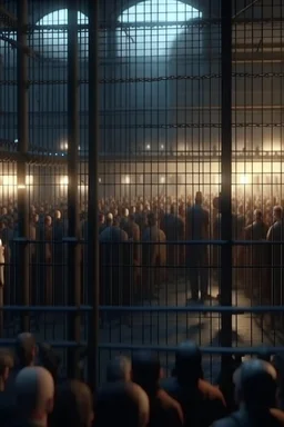 4K. REALISTIC FULL DETAILS. FULL LIGHTS. A CROWD ASSAULTING A JAIL