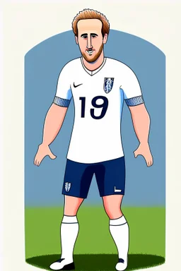 Harry Kane English football player ,cartoon 2d