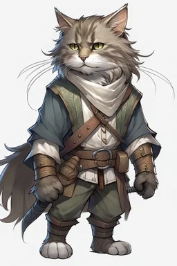 male grey Norwegian forest cat tabaxi pirate rogue dnd